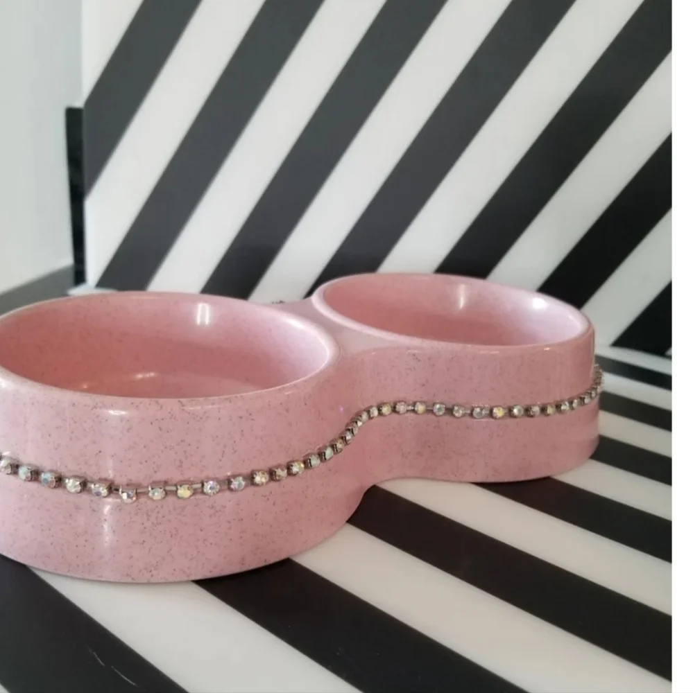 Pink bling pet bowls